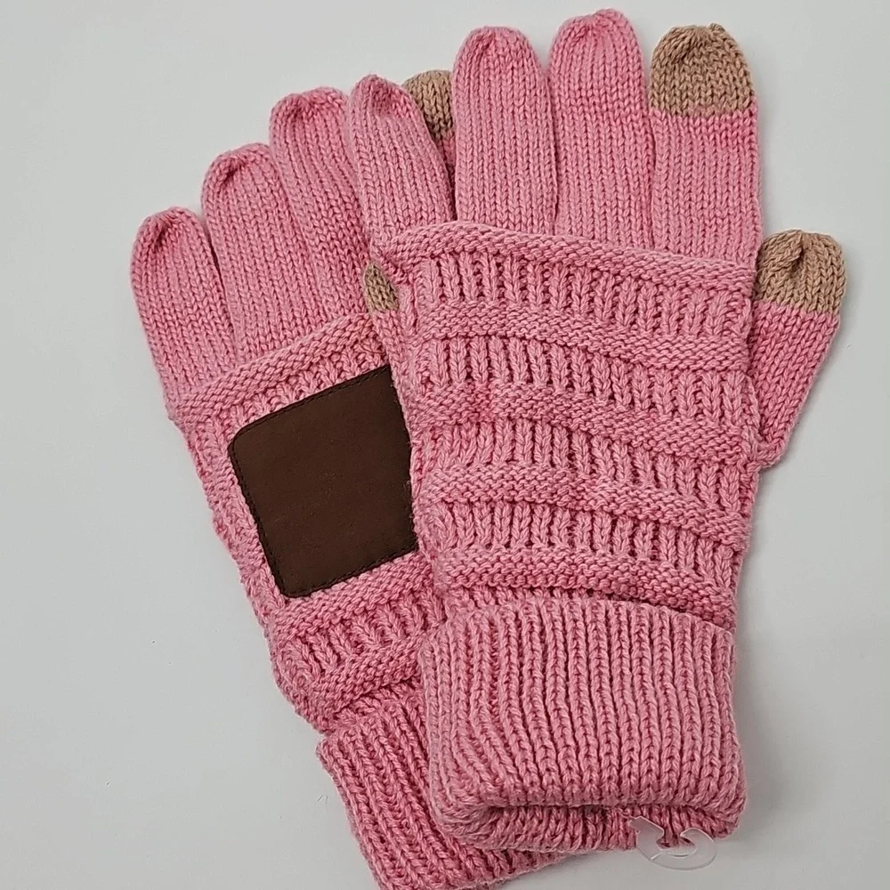 Soft Pink Knit Feminine Winter Outerwear Gloves‎ Coquette Girl Feminine Warm